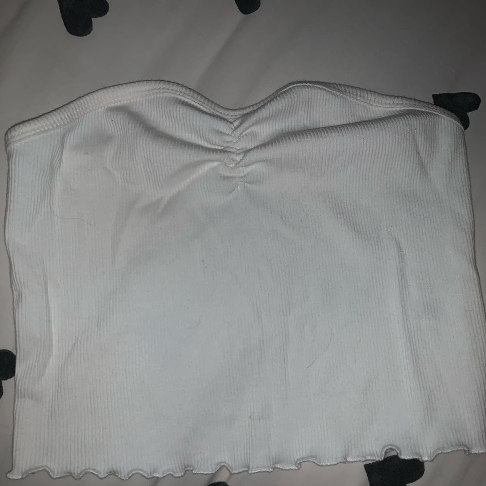 white ribbed bandeau top